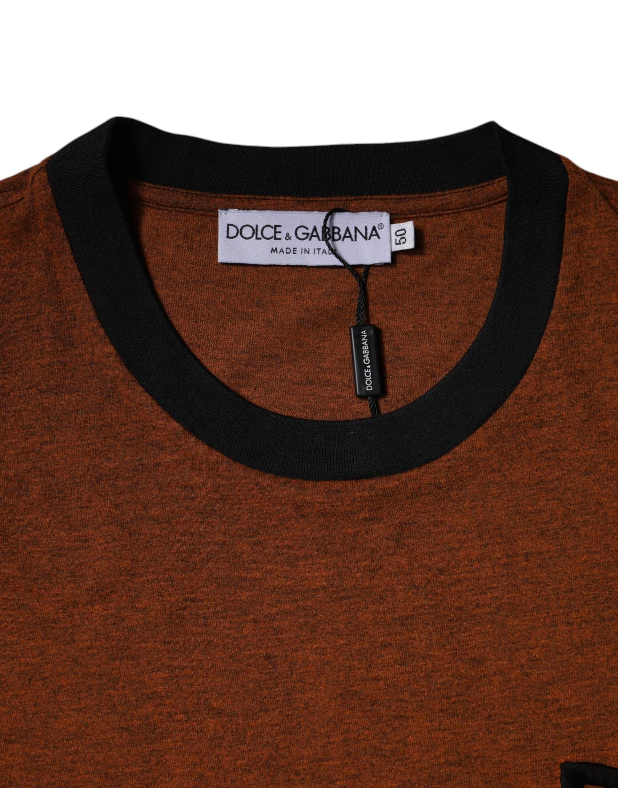 Dolce & Gabbana Brown DG Logo Polyester Crew Neck T-shirt - Hilstor