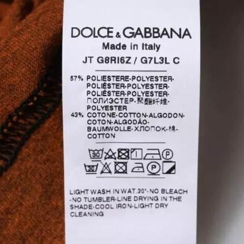 Dolce & Gabbana Brown DG Logo Polyester Crew Neck T-shirt - Hilstor