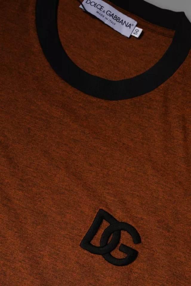 Dolce & Gabbana Brown DG Logo Polyester Crew Neck T-shirt - Hilstor