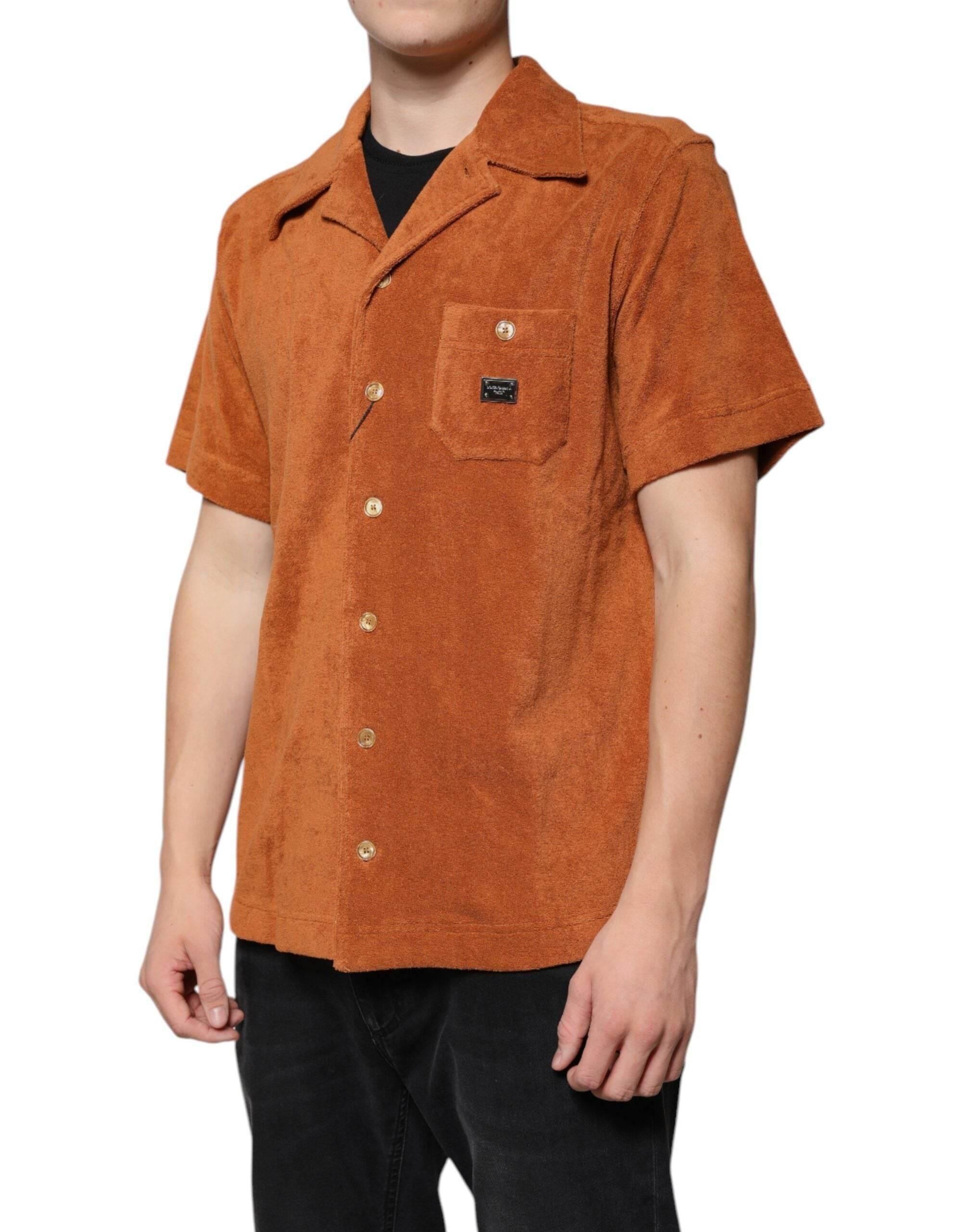 Dolce & Gabbana Hazel Cotton Velvet Button Down Collared Shirt - Hilstor