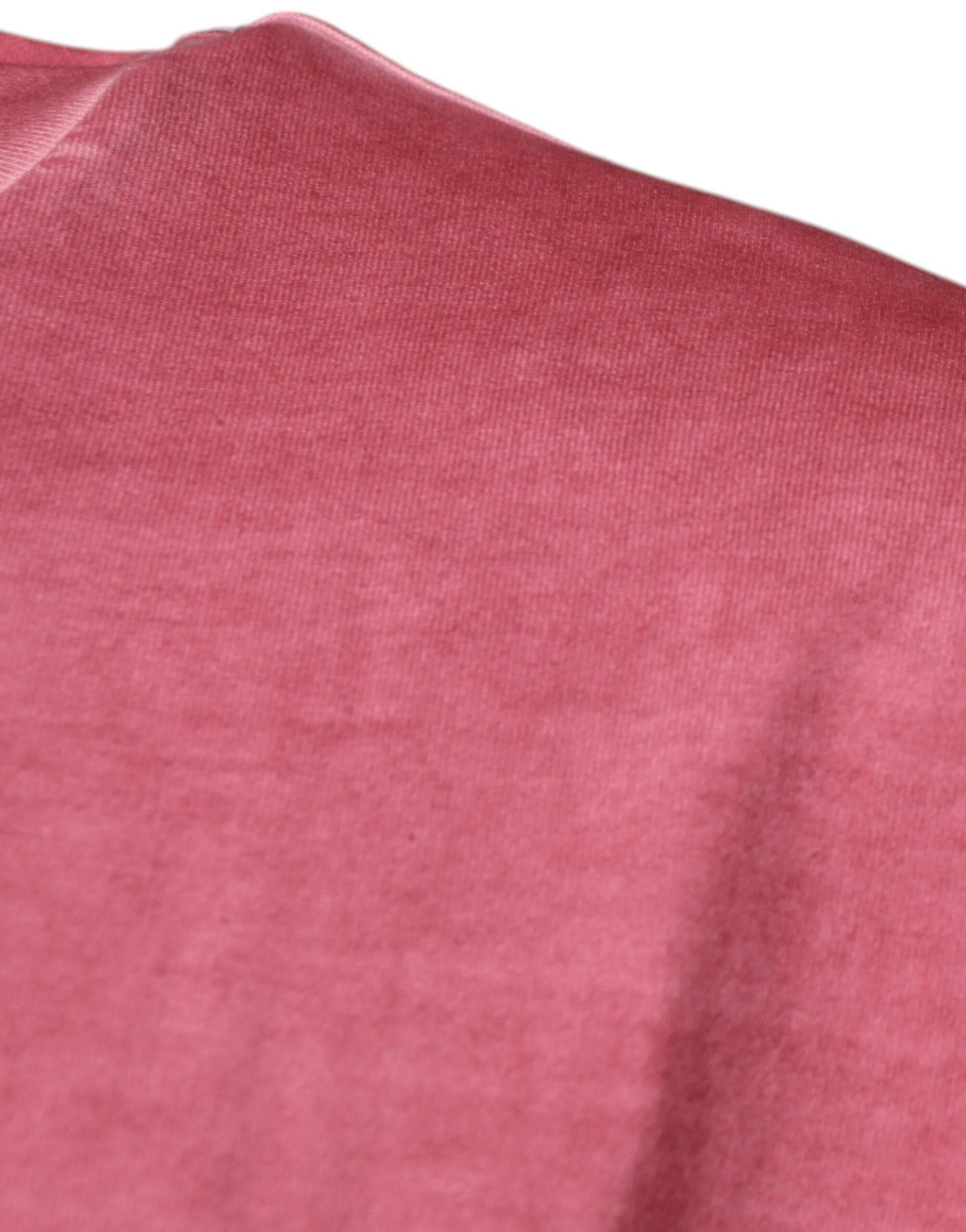 Dolce & Gabbana Pink Logo Print Cotton Crew Neck T-shirt - Hilstor