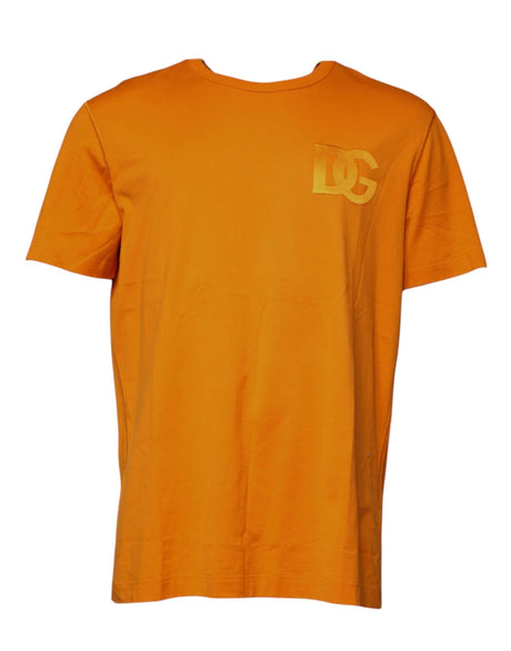 Dolce & Gabbana Orange Logo Cotton Crew Neck T-shirt - Hilstor