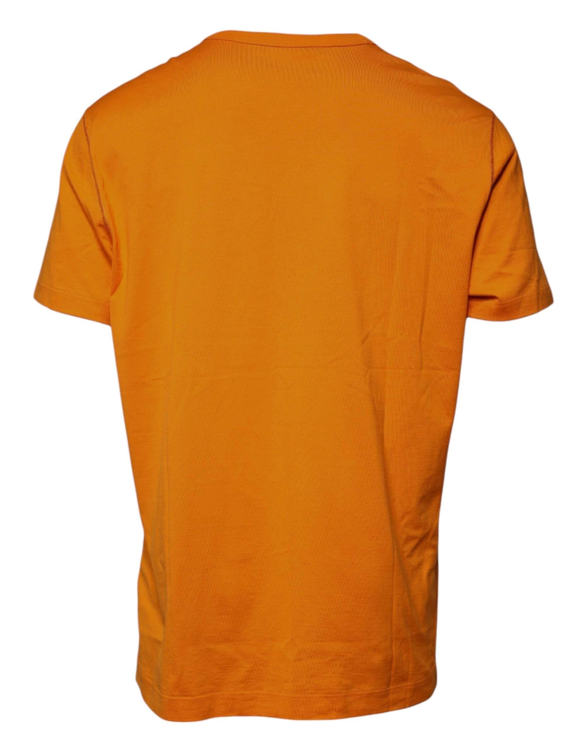 Dolce & Gabbana Orange Logo Cotton Crew Neck T-shirt - Hilstor