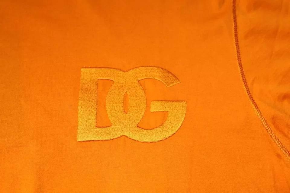 Dolce & Gabbana Orange Logo Cotton Crew Neck T-shirt - Hilstor