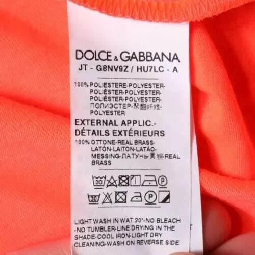 Dolce & Gabbana Orange Logo Polyester Crew Neck T-shirt - Hilstor