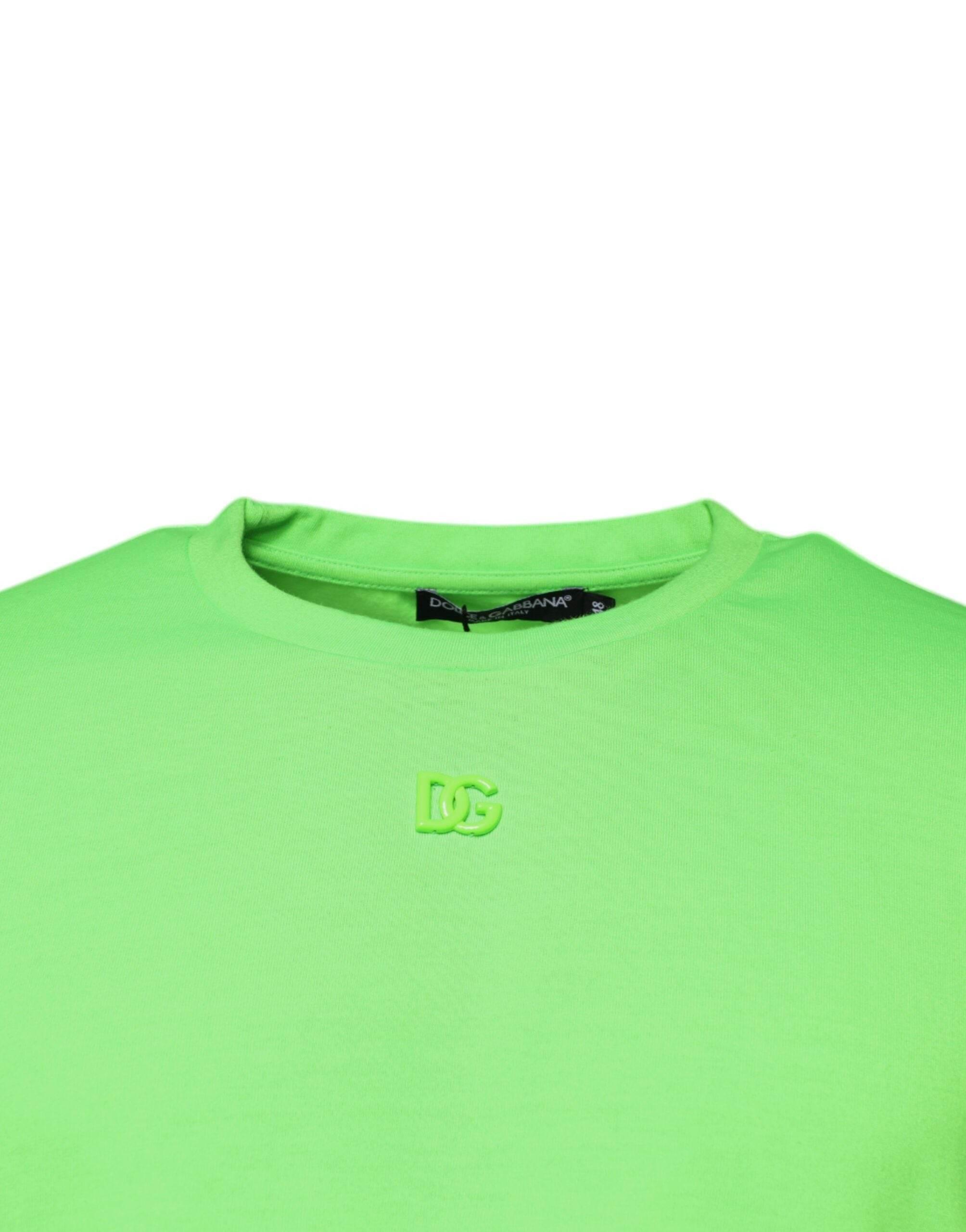 Dolce & Gabbana Green Logo Polyester Crew Neck T-shirt - Hilstor