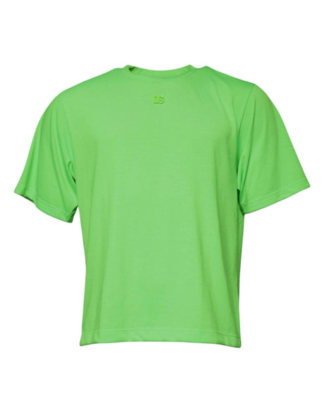 Dolce & Gabbana Green Logo Polyester Crew Neck T-shirt - Hilstor