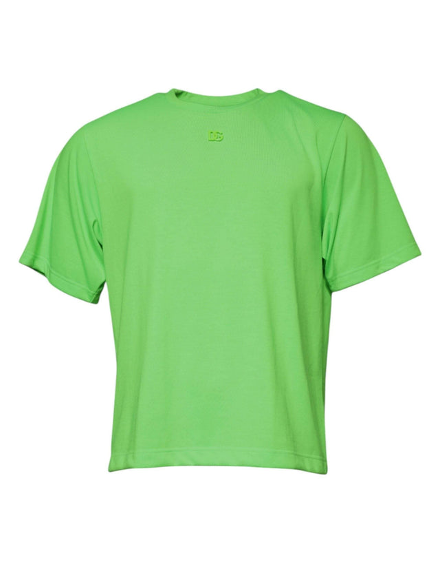 Dolce & Gabbana Green Logo Polyester Crew Neck T-shirt - Hilstor