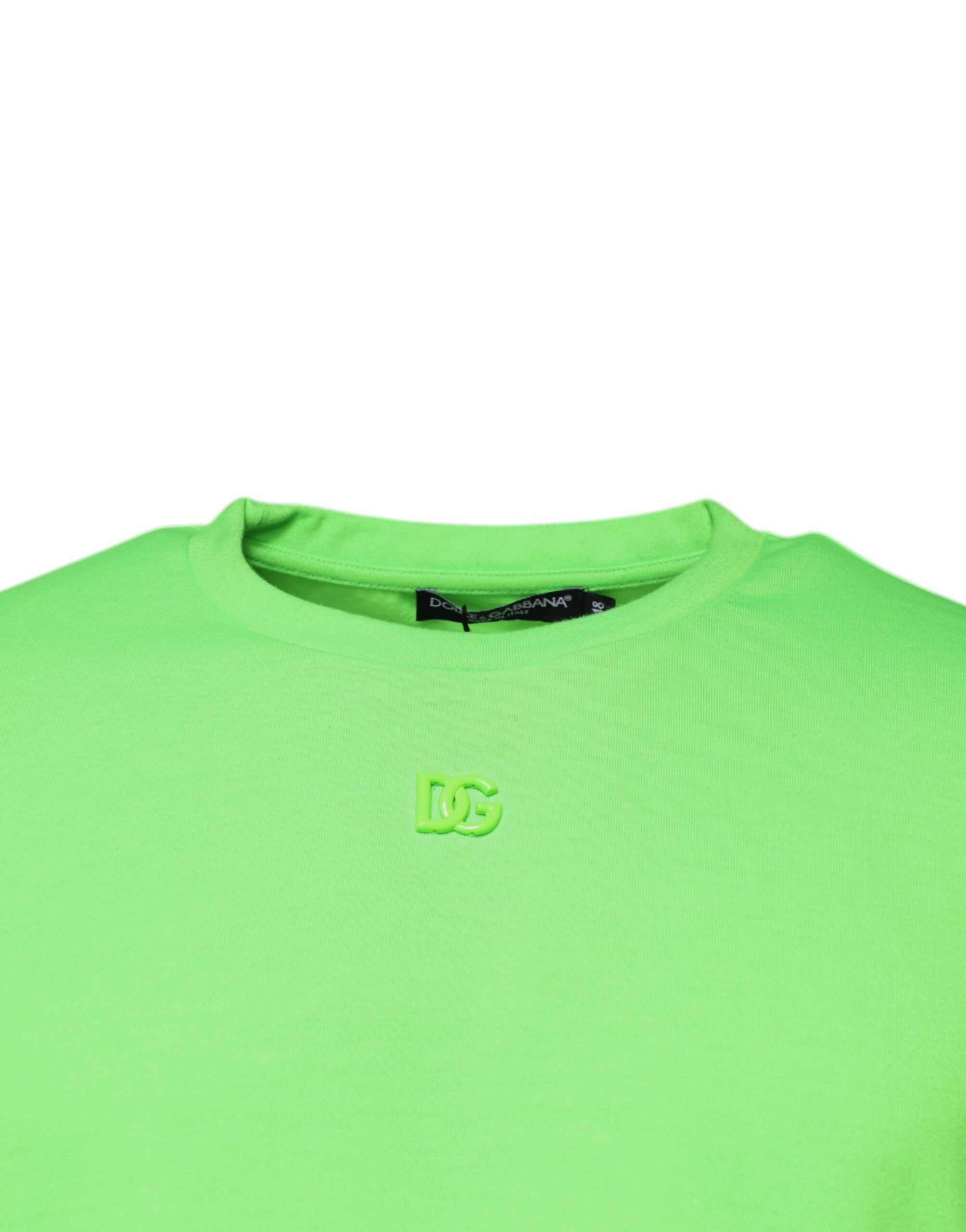 Dolce &amp; Gabbana grønt logo polyester T-shirt med rund hals