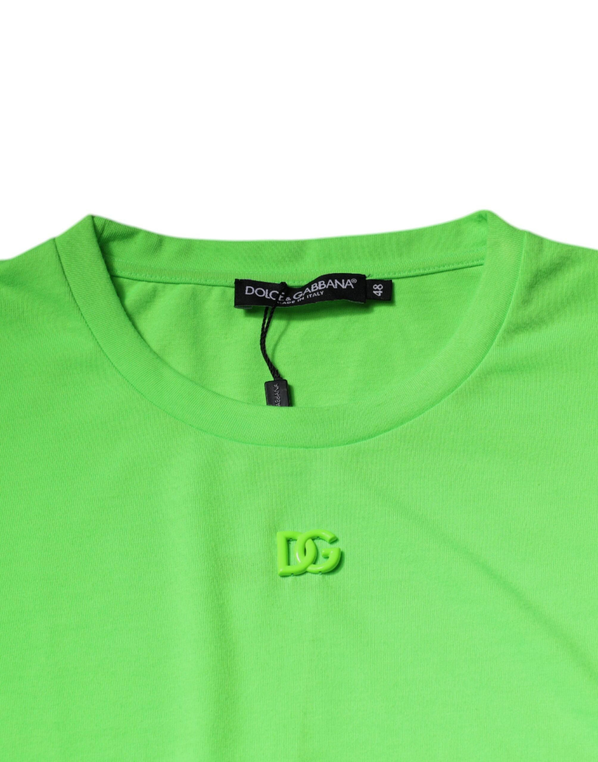 Dolce &amp; Gabbana grønt logo polyester T-shirt med rund hals