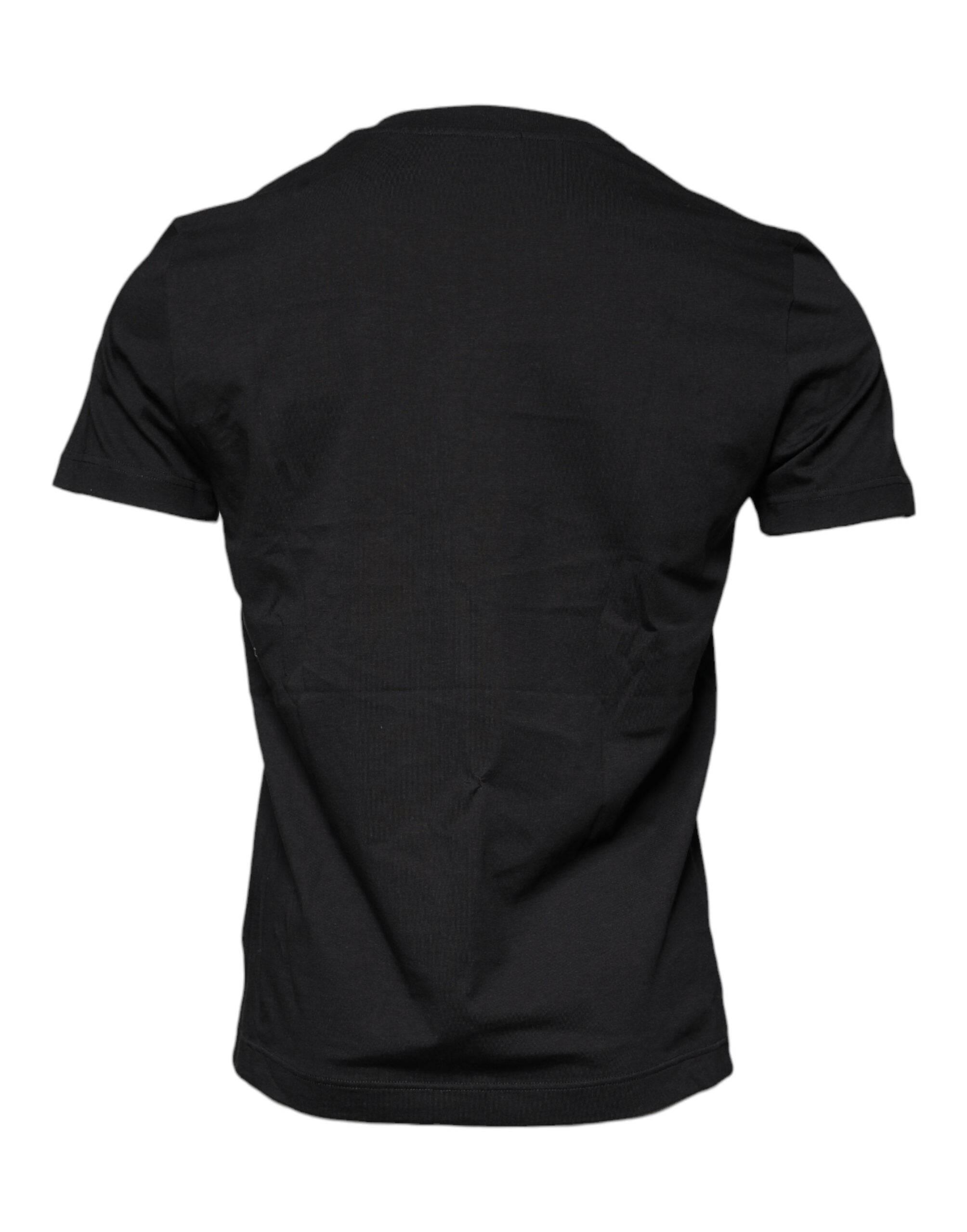 Dolce & Gabbana Black Cotton Crew Neck Short Sleeves T-shirt - Hilstor