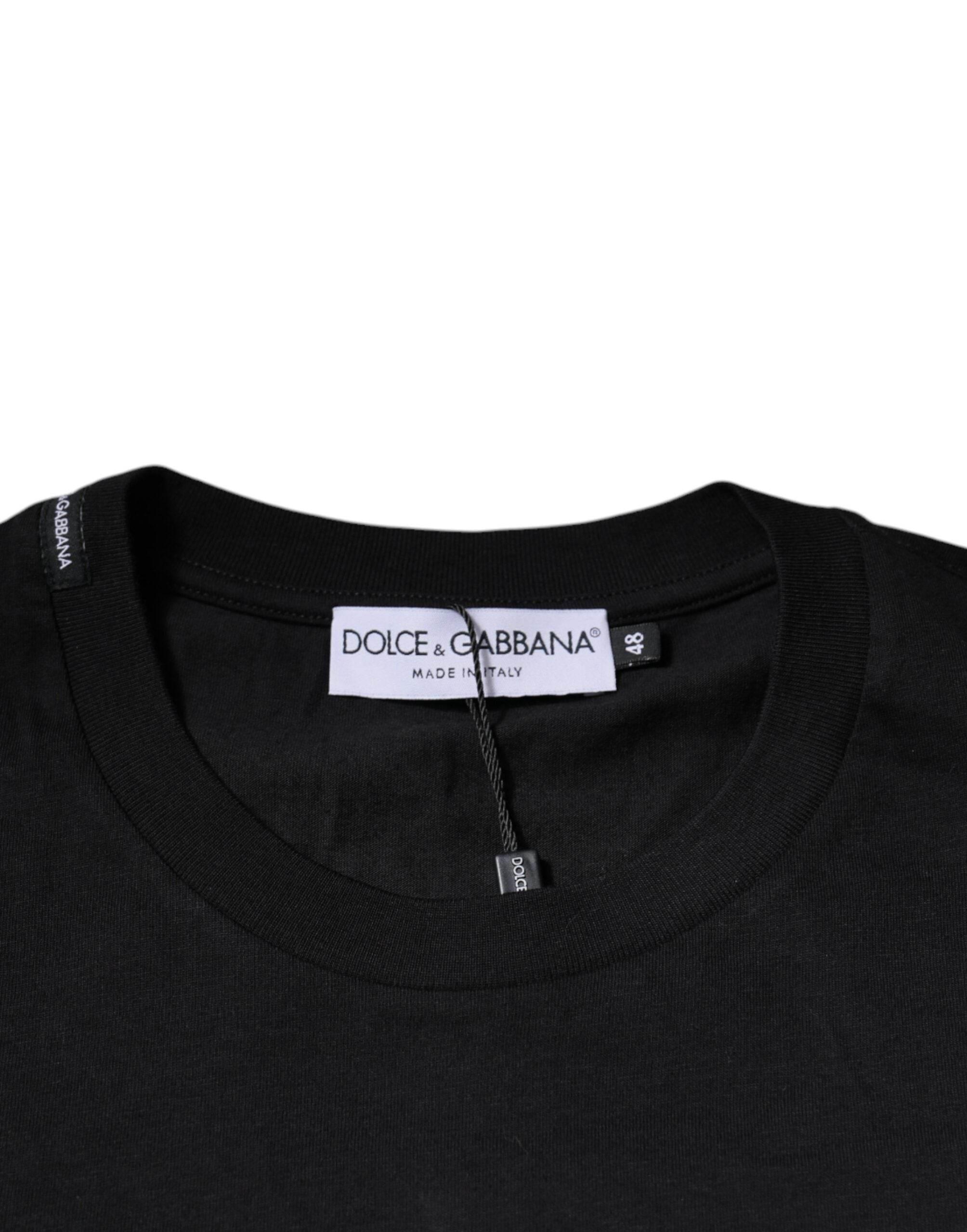Dolce & Gabbana Black Cotton Crew Neck Short Sleeves T-shirt - Hilstor