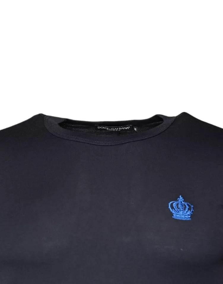 Dolce & Gabbana Blue Crown Crew Neck Short Sleeves T-shirt - Hilstor