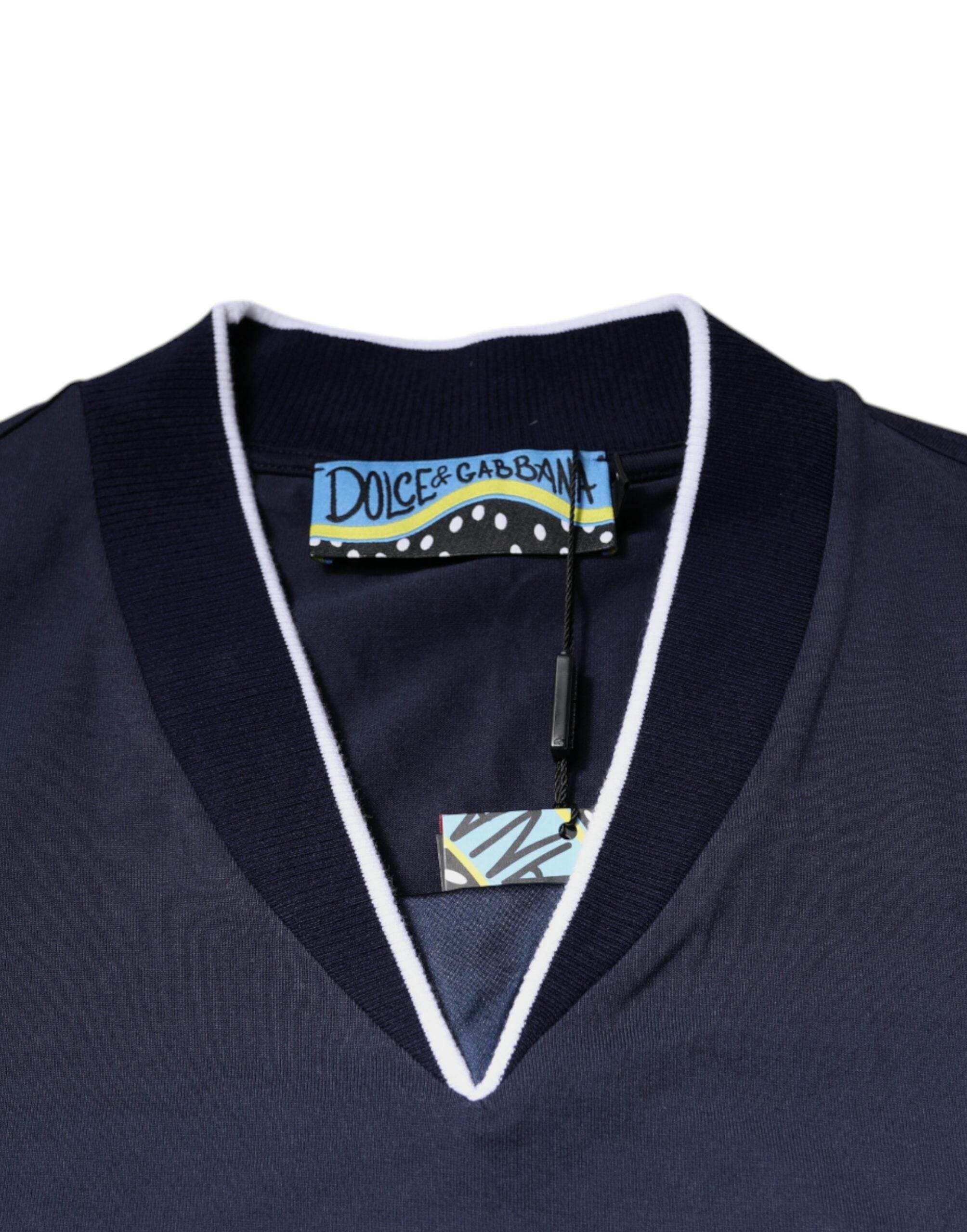Dolce & Gabbana Multicolor Cotton Vneck Short Sleeve T-shirt - Hilstor