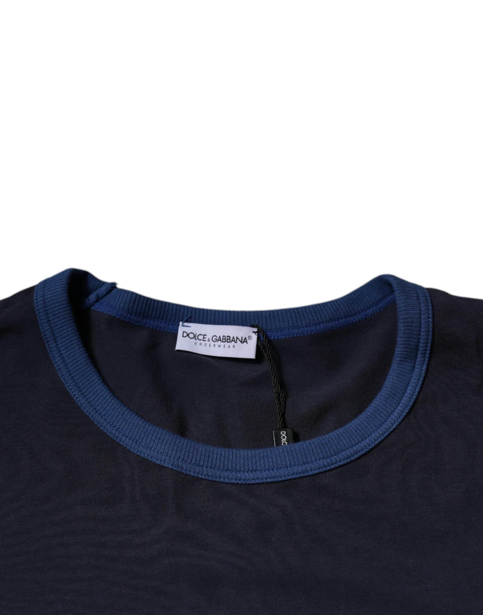 Dolce & Gabbana Blue Cotton Stretch Crewneck Underwear T-shirt - Hilstor