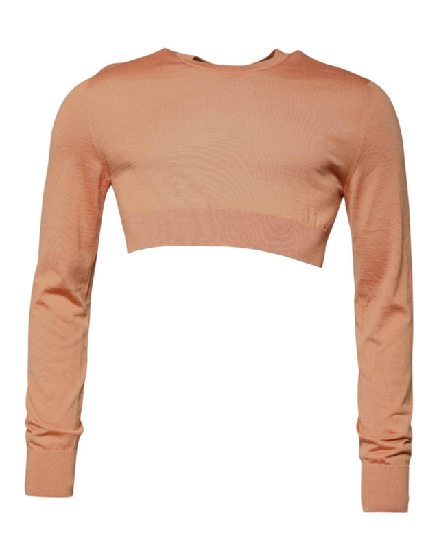 Dolce & Gabbana Beige Wool Crewneck Pullover Cropped Sweater - Hilstor