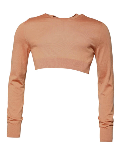 Dolce & Gabbana Beige Wool Crewneck Pullover Cropped Sweater - Hilstor