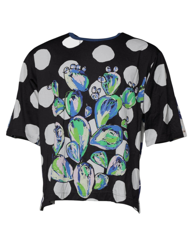 Dolce & Gabbana Black White Printed Cotton Crew Neck T-shirt - Hilstor