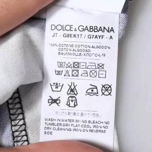 Dolce & Gabbana Black White Printed Cotton Crew Neck T-shirt - Hilstor