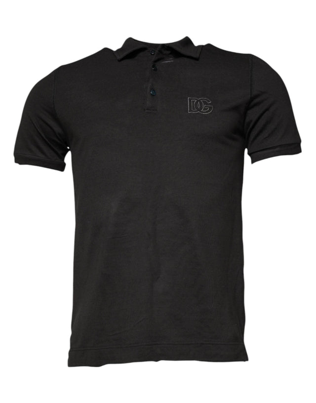 Dolce & Gabbana Dark Gray Collared Short Sleeves Polo T-shirt - Hilstor