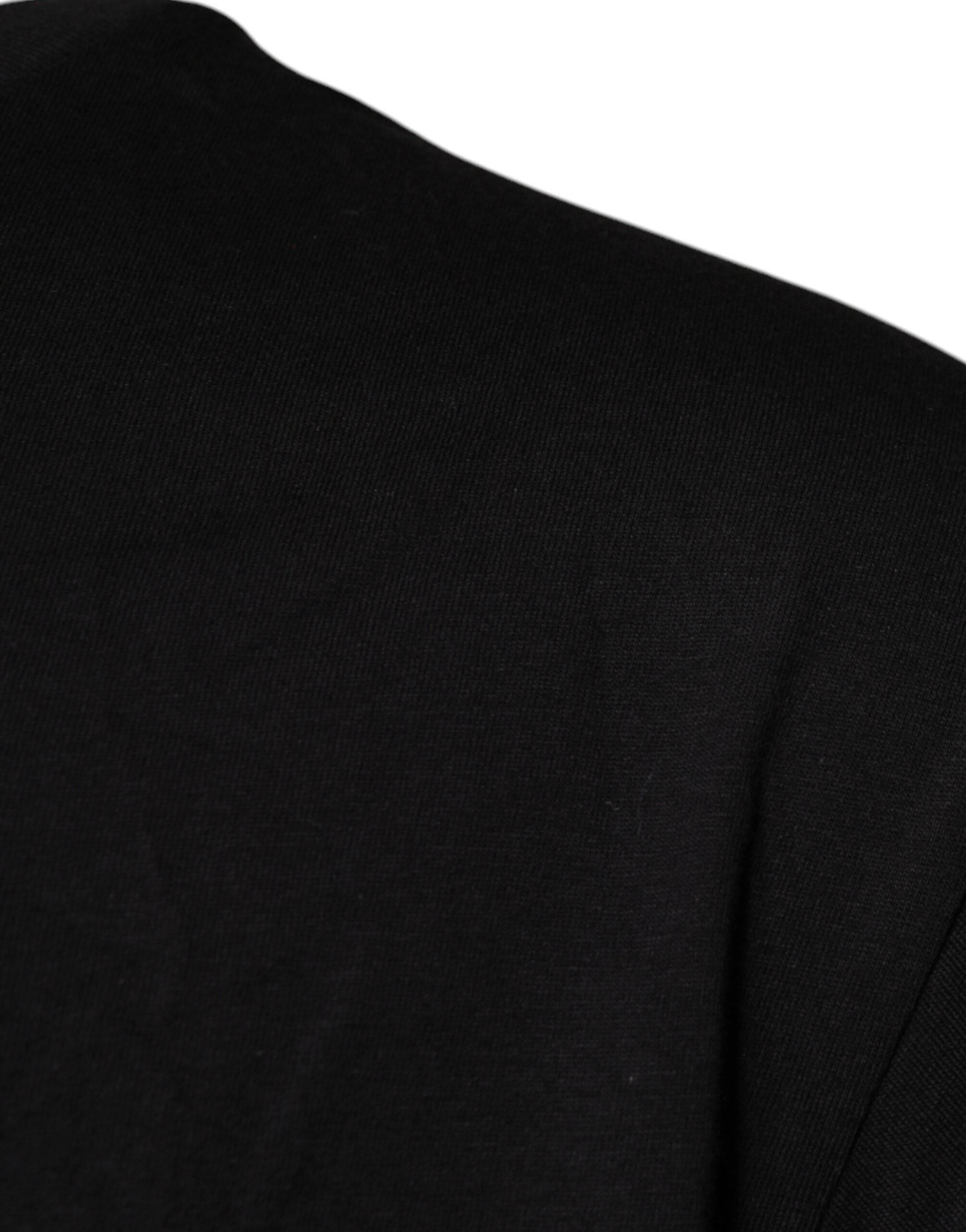 Dolce & Gabbana Black Logo Print Cotton Crew Neck T-shirt - Hilstor