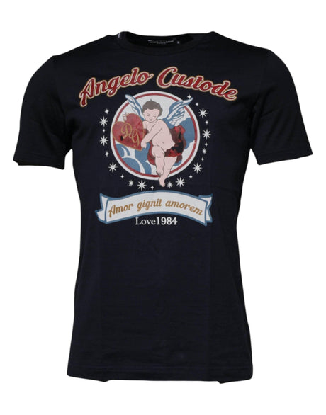 Dolce & Gabbana Blue Cotton Angel Print Short Sleeves T-shirt - Hilstor