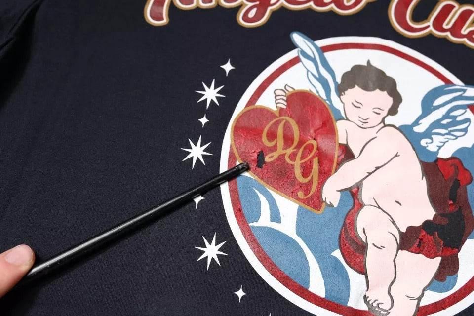 Dolce & Gabbana Blue Cotton Angel Print Short Sleeves T-shirt - Hilstor