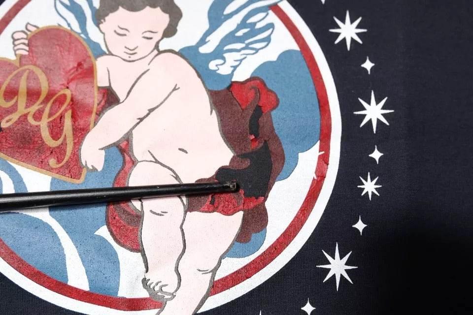 Dolce & Gabbana Blue Cotton Angel Print Short Sleeves T-shirt - Hilstor