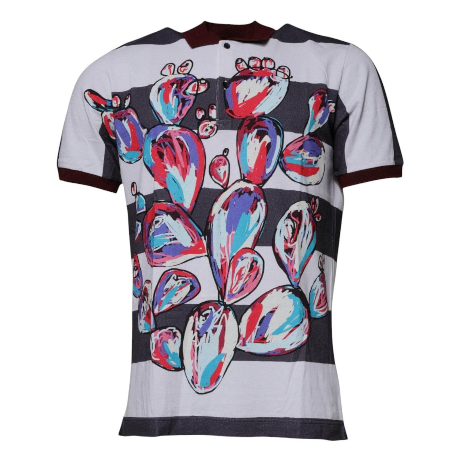 Dolce & Gabbana Multicolor Graphic Collared Polo T-shirt - Hilstor