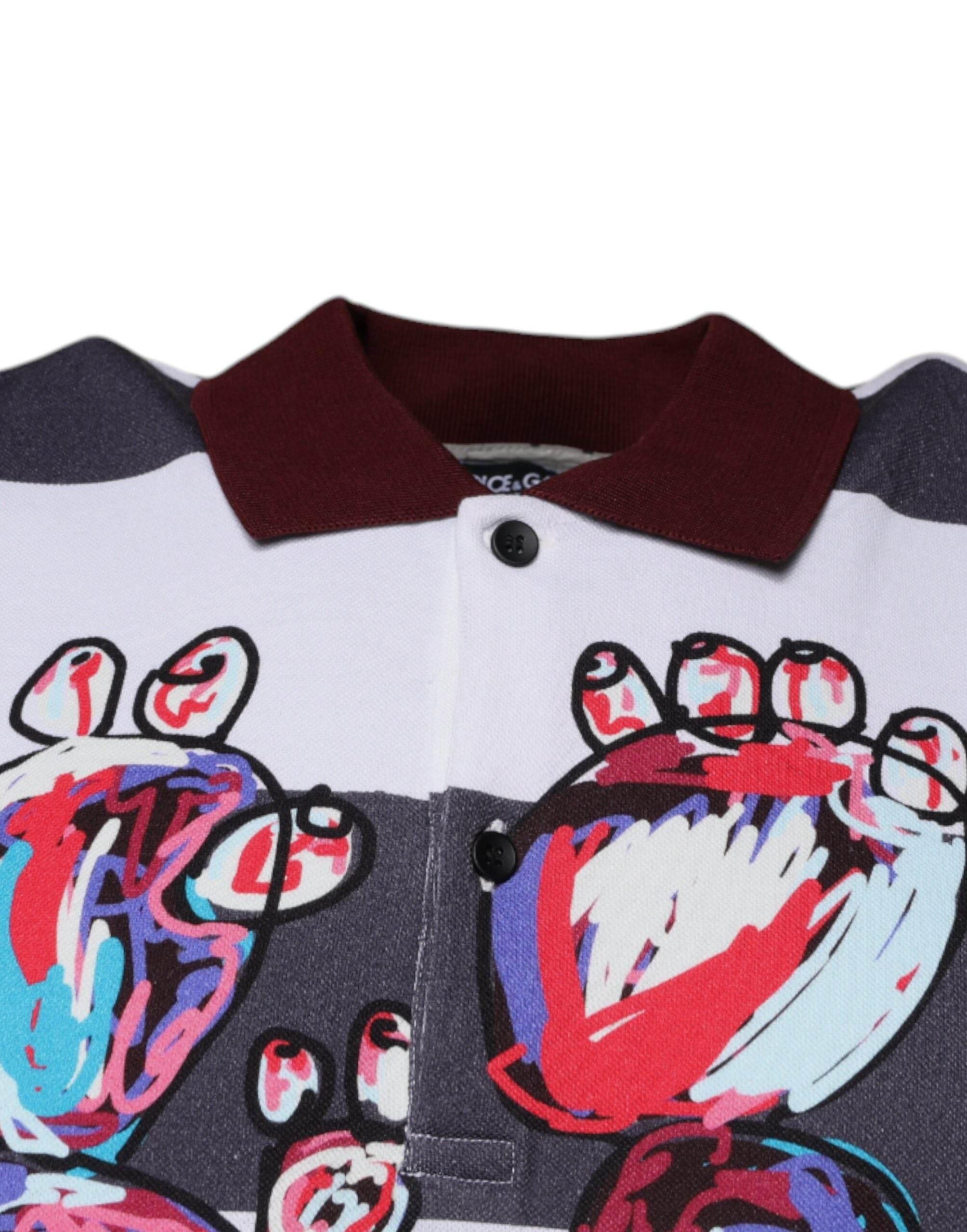 Dolce & Gabbana Multicolor Graphic Collared Polo T-shirt - Hilstor