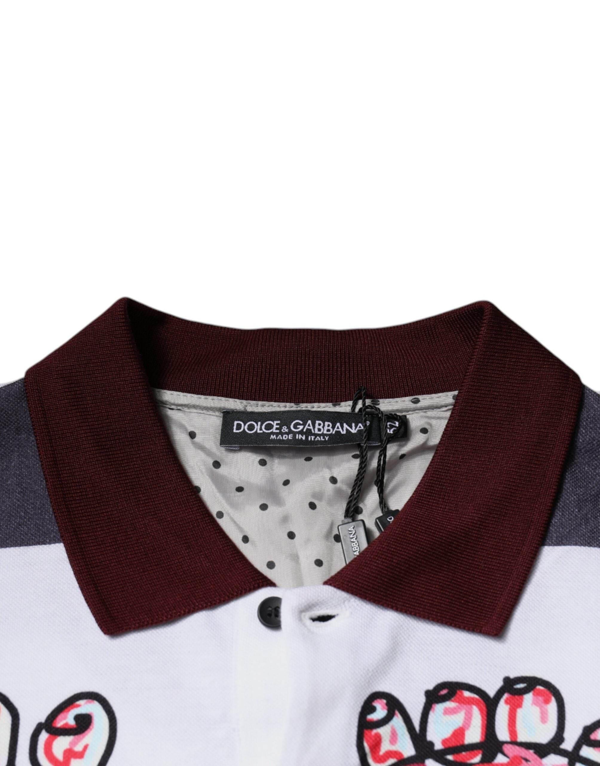 Dolce & Gabbana Multicolor Graphic Collared Polo T-shirt - Hilstor