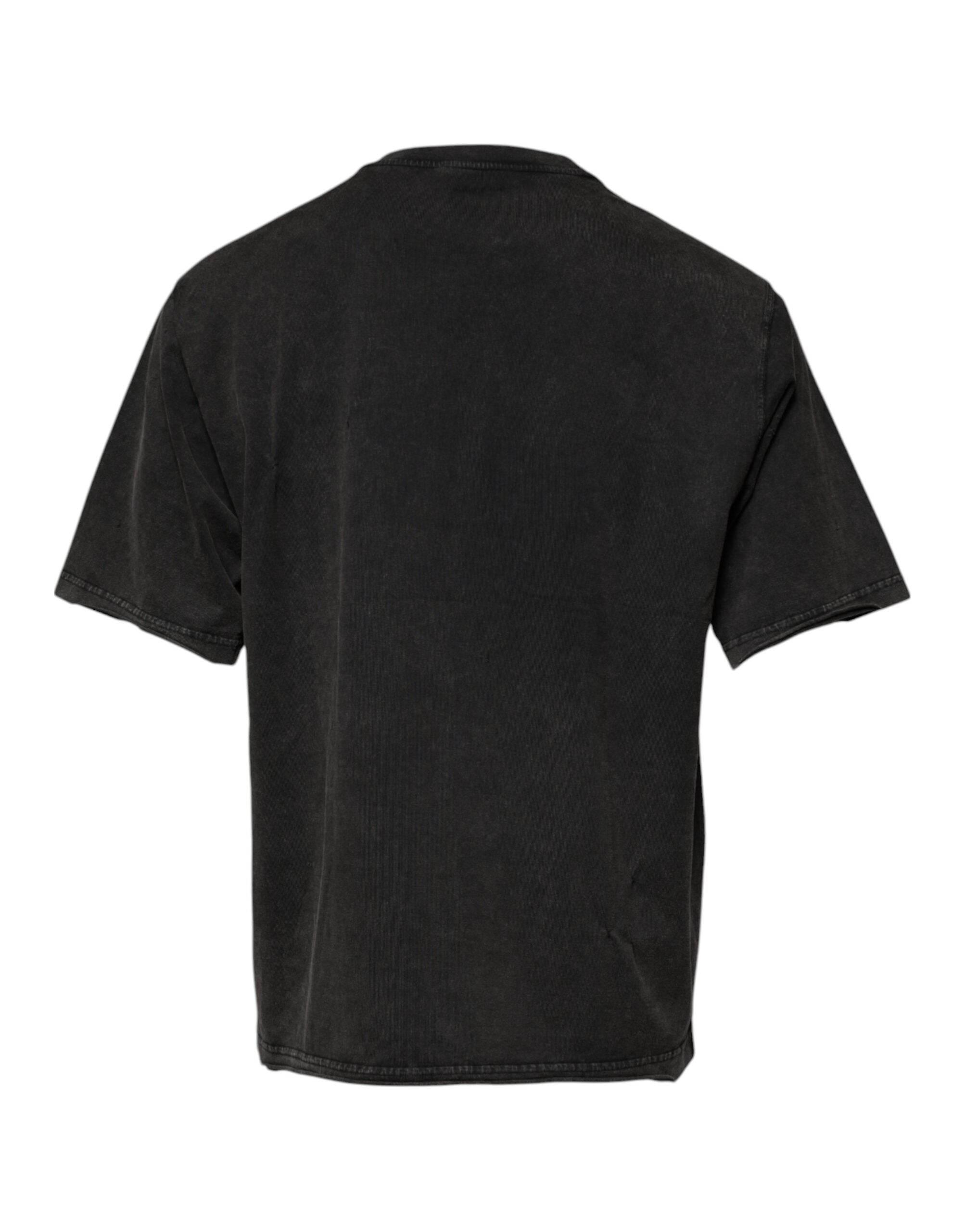 Dolce & Gabbana Gray Leopard Print Cotton Crew Neck T-shirt - Hilstor