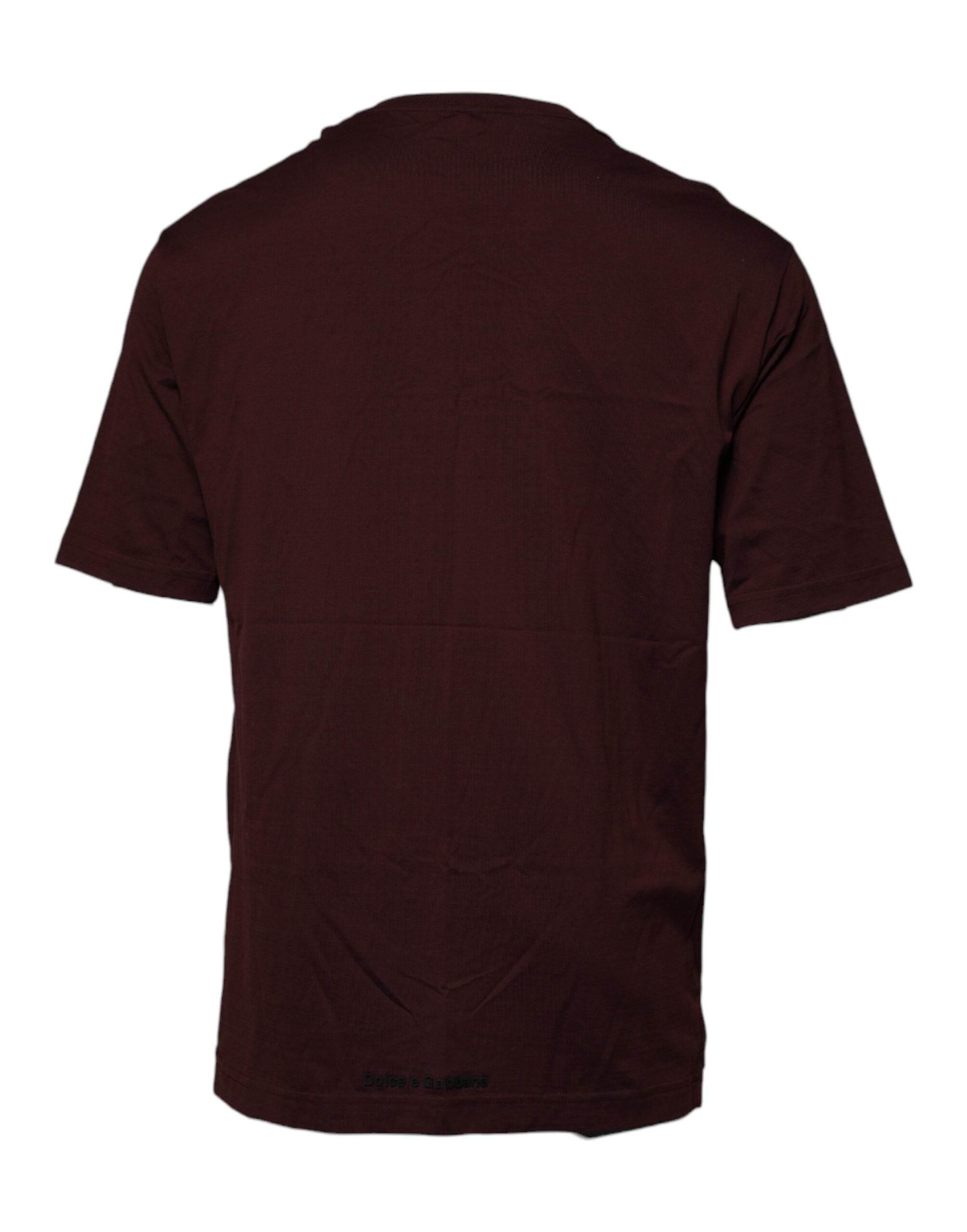 Dolce & Gabbana Brown Logo Print Cotton Crew Neck T-shirt - Hilstor