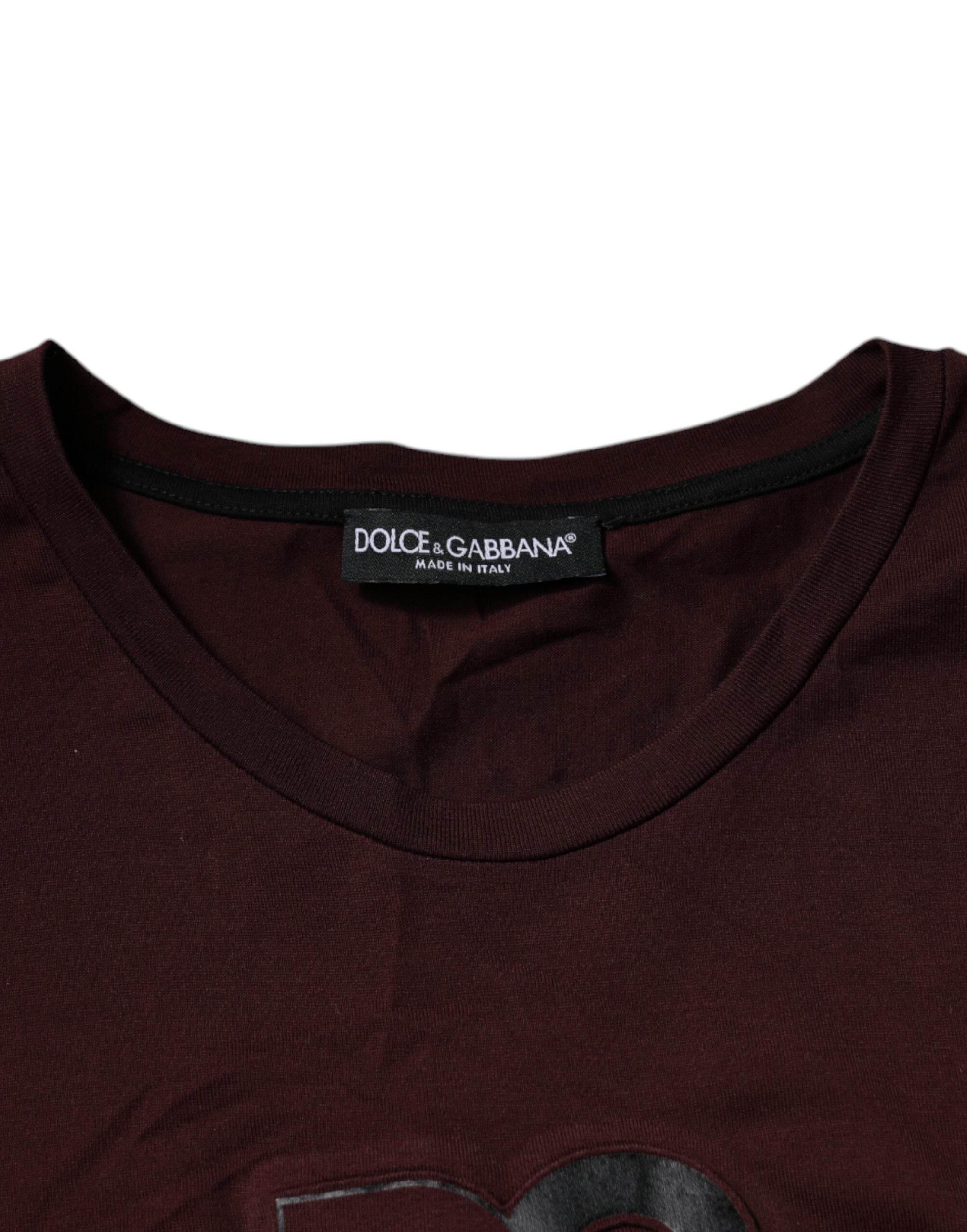 Dolce & Gabbana Brown Logo Print Cotton Crew Neck T-shirt - Hilstor