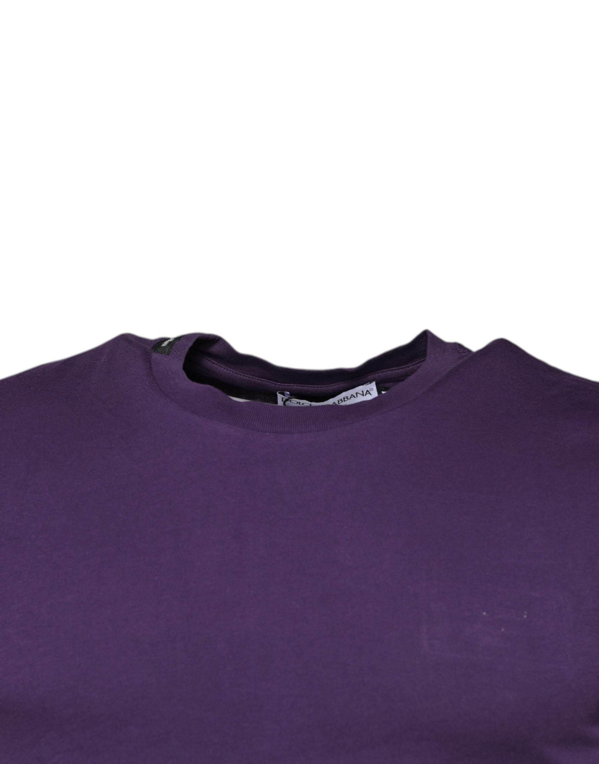 Dolce & Gabbana Violet Cotton Crew Neck Short Sleeve T-shirt - Hilstor