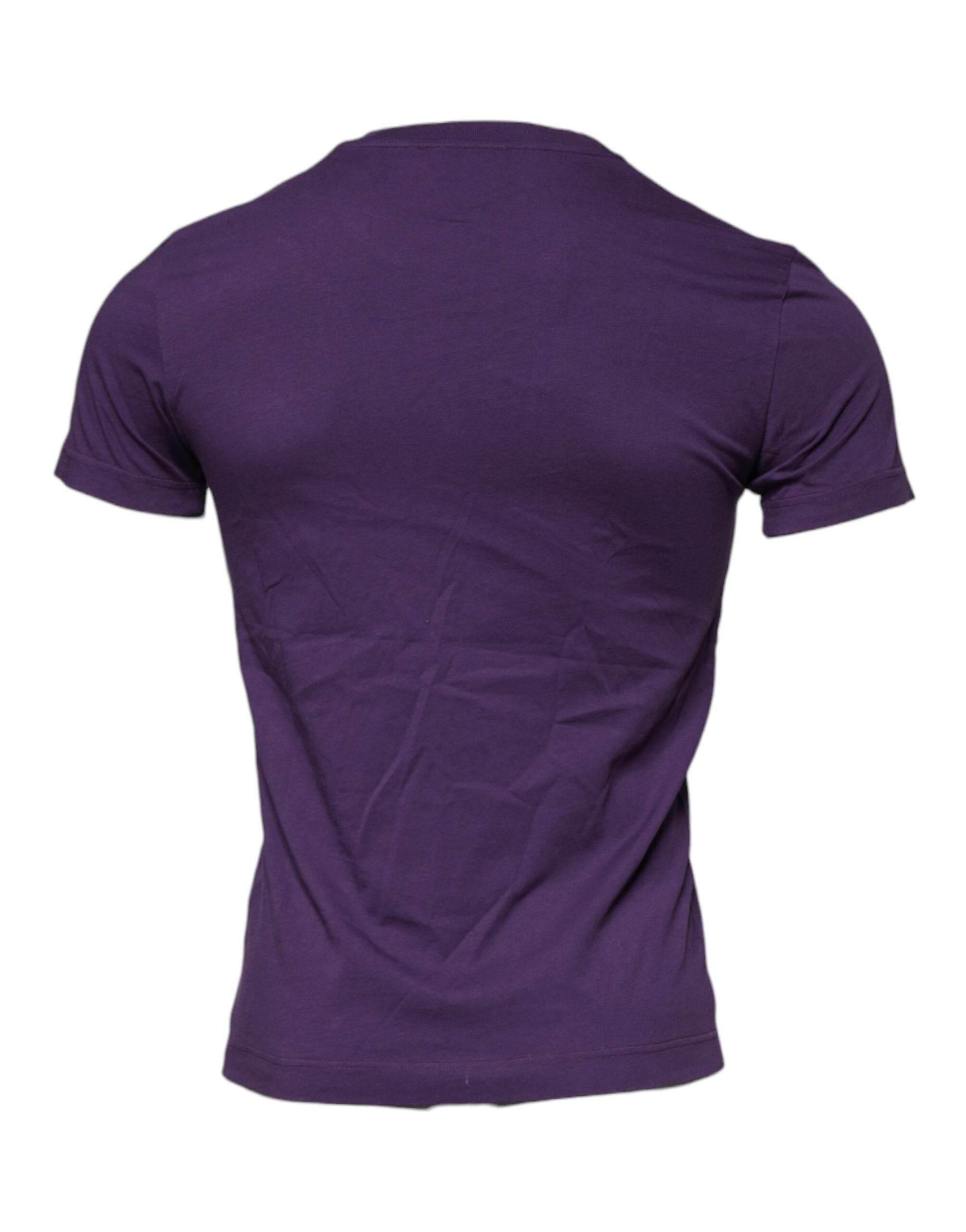 Dolce & Gabbana Violet Cotton Crew Neck Short Sleeve T-shirt - Hilstor