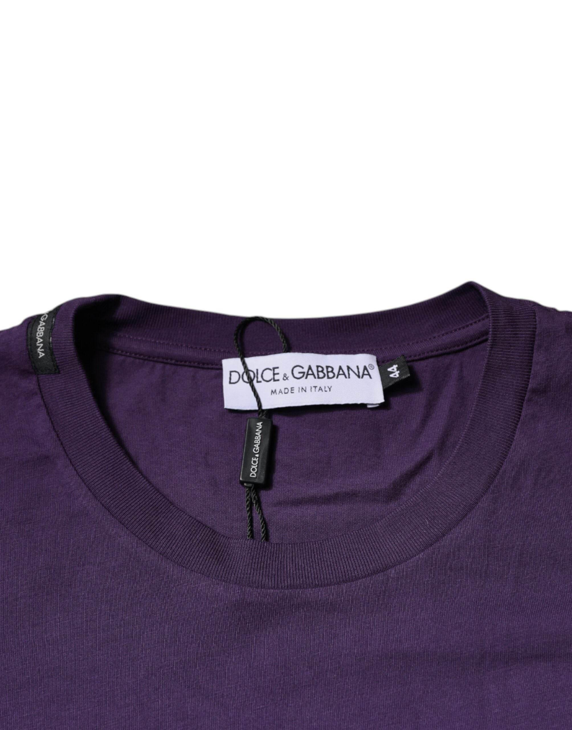 Dolce & Gabbana Violet Cotton Crew Neck Short Sleeve T-shirt - Hilstor
