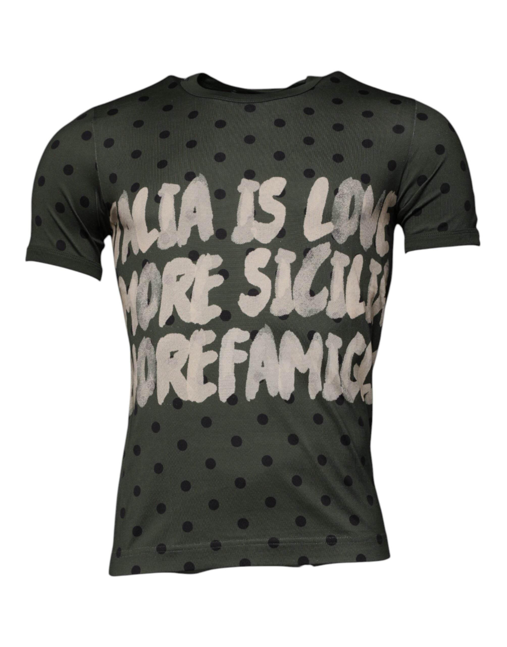 Dolce & Gabbana Gray Sicilia Cotton Crew Neck T-shirt - Hilstor