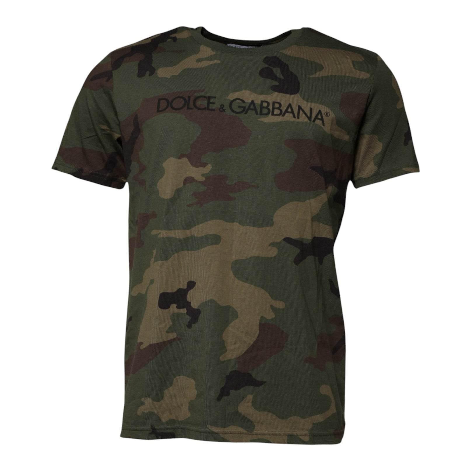 Dolce & Gabbana Multicolor Camouflage Cotton Crew Neck T-shirt - Hilstor