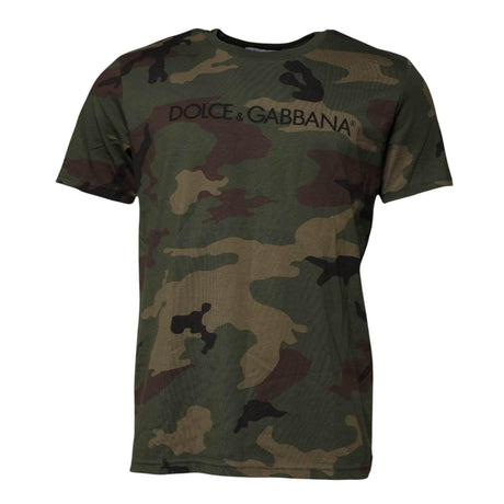 Dolce & Gabbana Multicolor Camouflage Cotton Crew Neck T-shirt - Hilstor