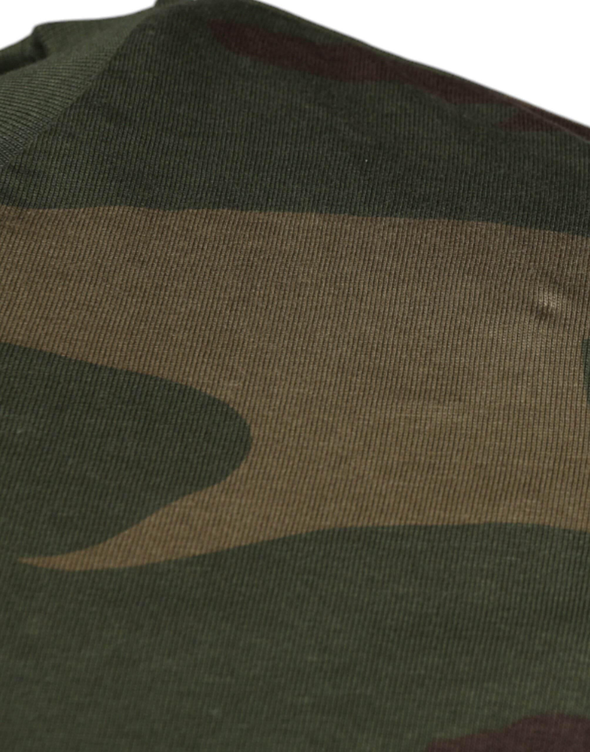 Dolce & Gabbana Multicolor Camouflage Cotton Crew Neck T-shirt - Hilstor