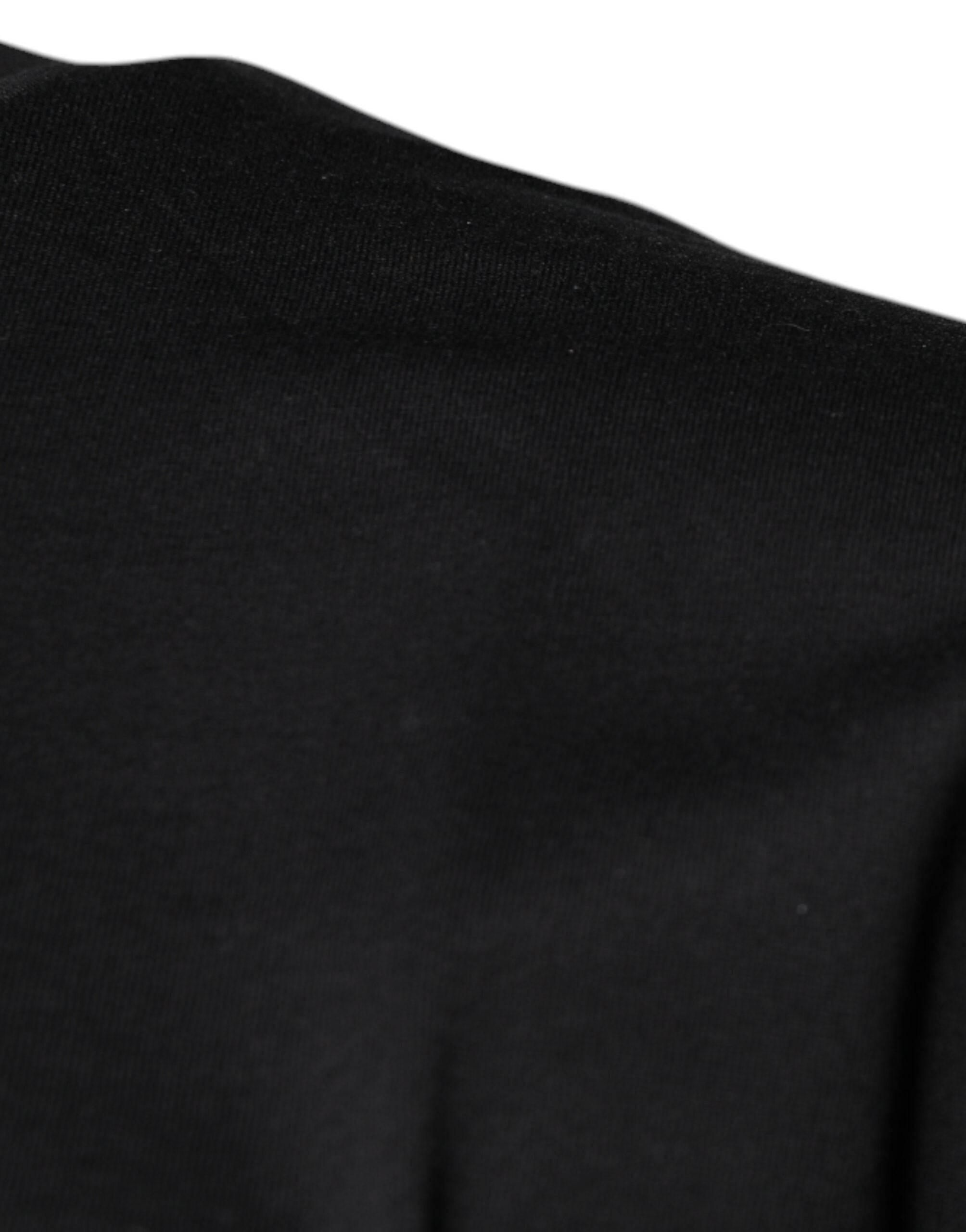 Dolce & Gabbana Black DG Logo Print Cotton Crew Neck T-shirt - Hilstor