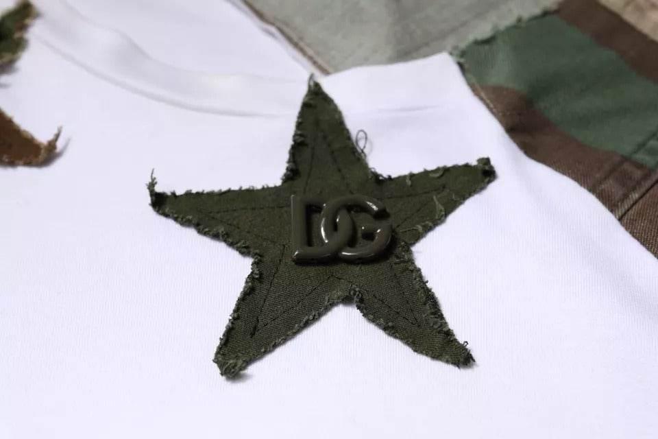 Dolce & Gabbana White Camouflage Cotton Crew Neck T-shirt - Hilstor