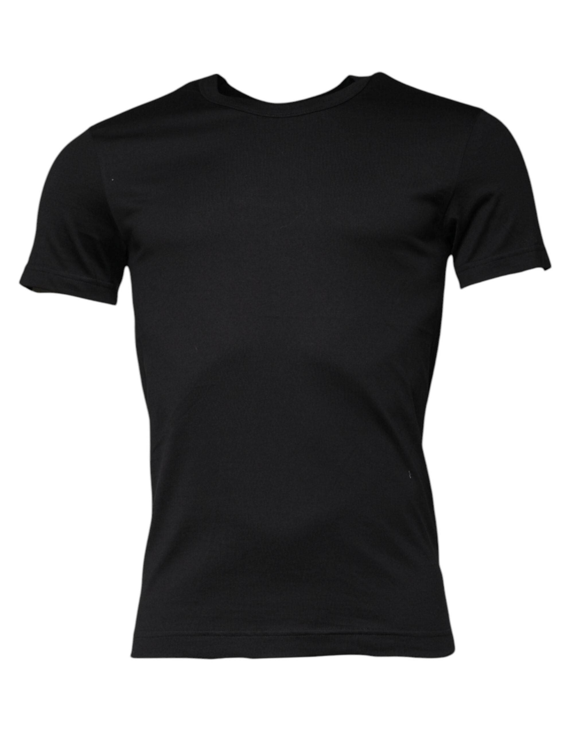 Dolce & Gabbana Black Cotton Crew Neck Short Sleeves T-shirt - Hilstor