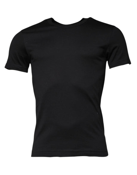 Dolce & Gabbana Black Cotton Crew Neck Short Sleeves T-shirt - Hilstor