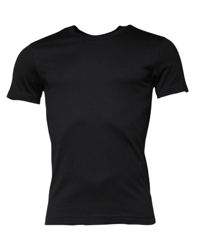 Dolce & Gabbana Black Cotton Crew Neck Short Sleeves T-shirt - Hilstor