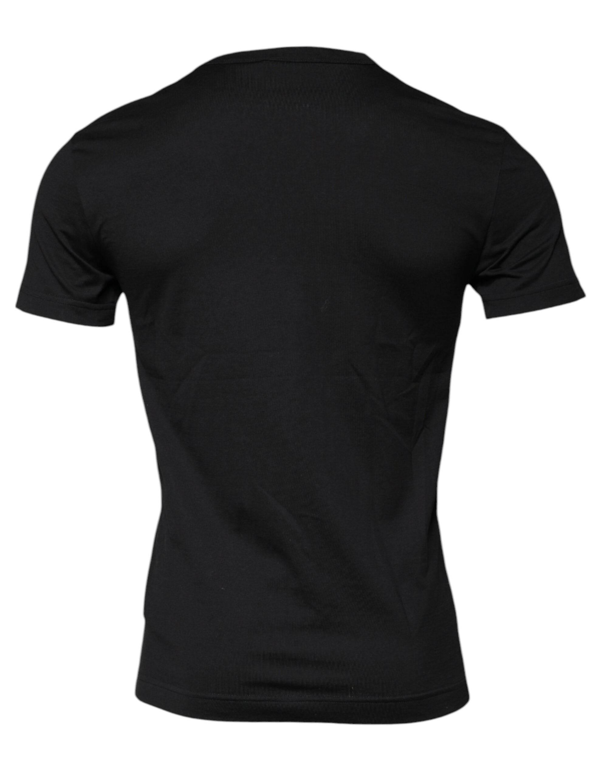 Dolce & Gabbana Black Cotton Crew Neck Short Sleeves T-shirt - Hilstor