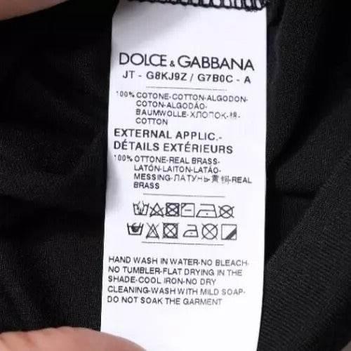 Dolce & Gabbana Black Cotton Crew Neck Short Sleeves T-shirt - Hilstor