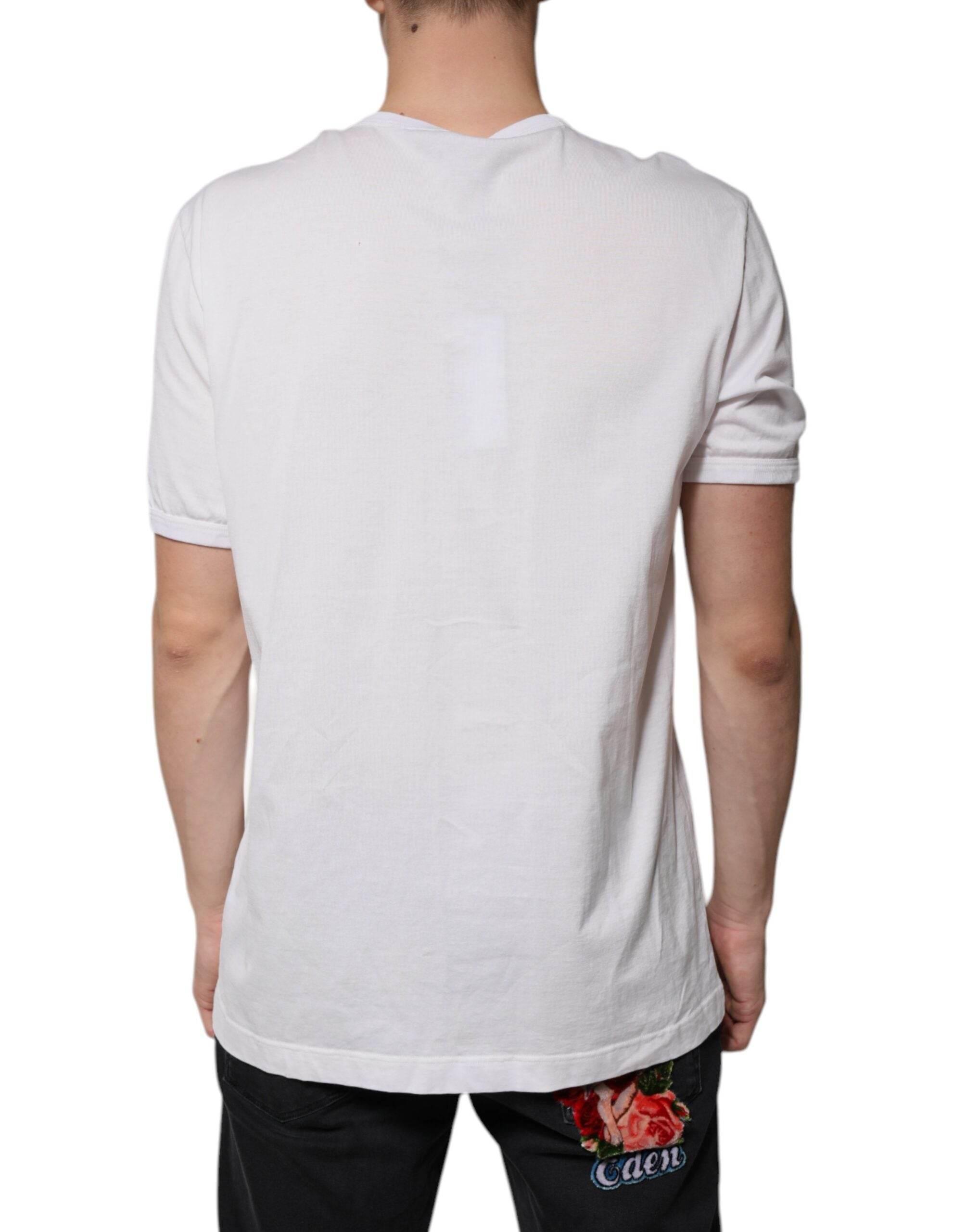 Dolce & Gabbana White Logo V-neck Short Sleeve T-shirt - Hilstor