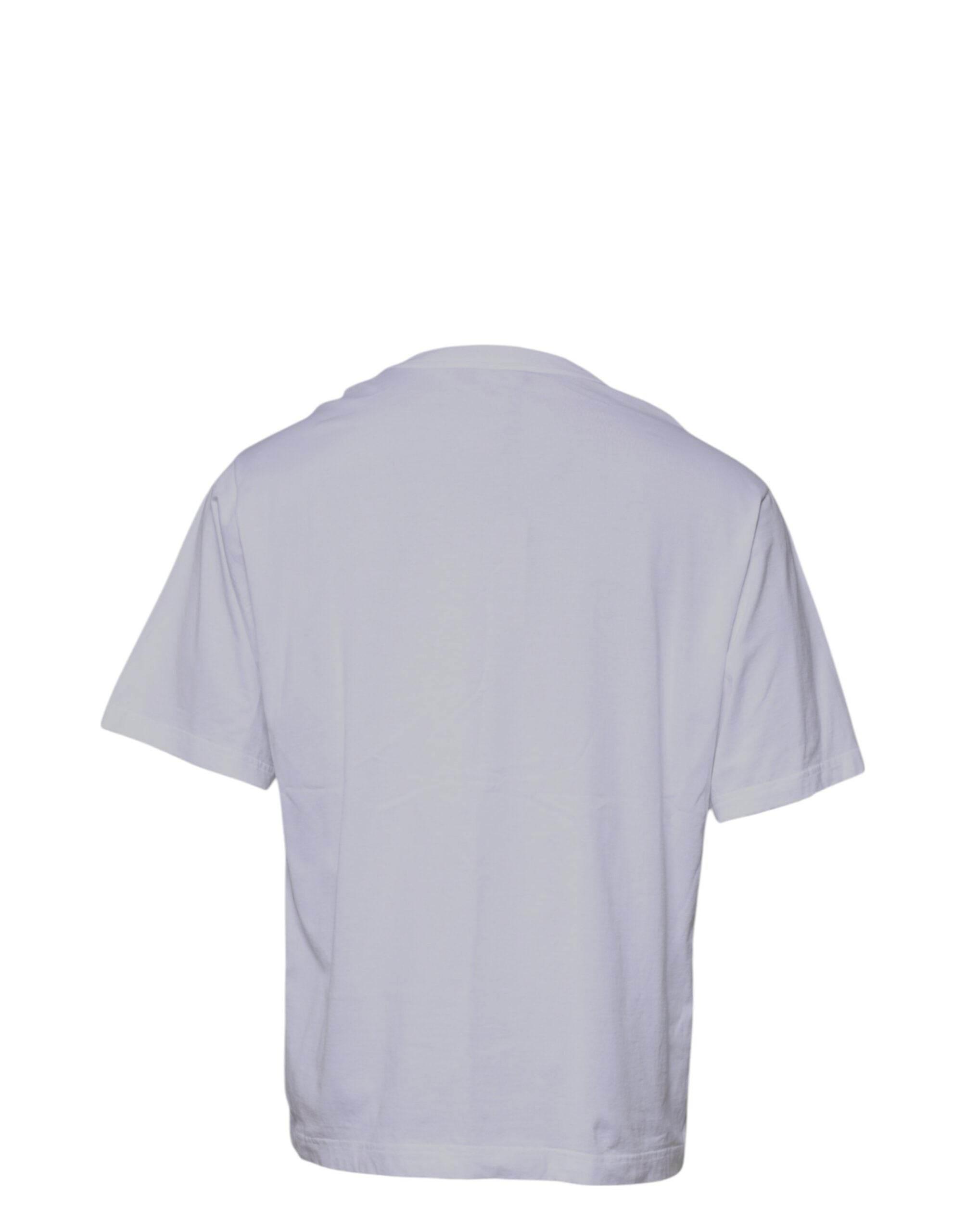 Dolce & Gabbana White Logo Print Cotton Crew Neck T-shirt - Hilstor